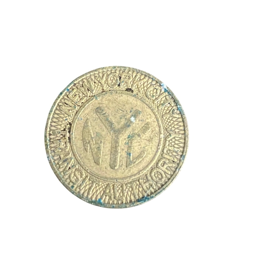 NYC Transit Authority Subway Token Vintage One Fare Brass NYC Cutout Gold OS